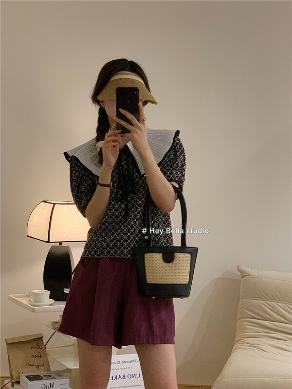 [hey Bella] French design large lapel shirt 1355-1\ll