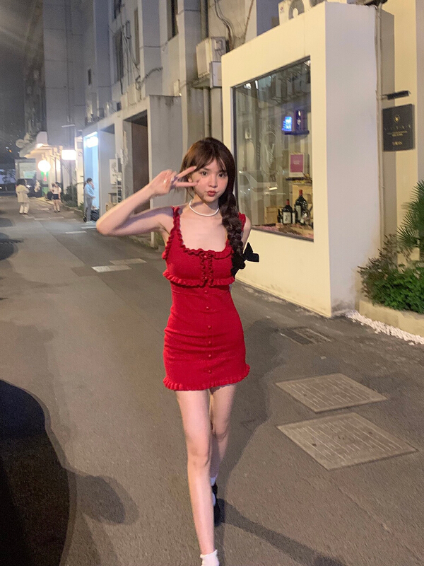 [wgwe] temperament slim fit and slim knit ear side buttock wrap dress (sold separately) 1912\pcz