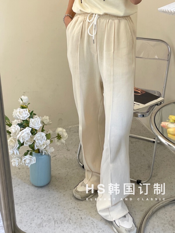New year in early spring! [customized in Korea] sports fashion elastic waist straight tube drawstring casual pants ys1-9801\hjy