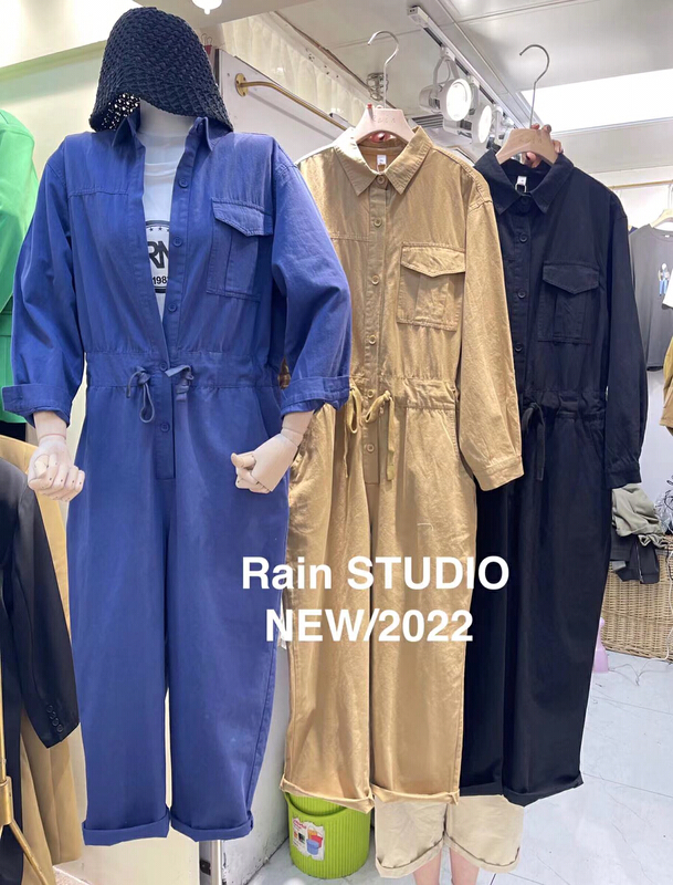 New year in early spring! [rain] fashion drawstring waist closed solid color Jumpsuit (excluding matching) 82021\xyy