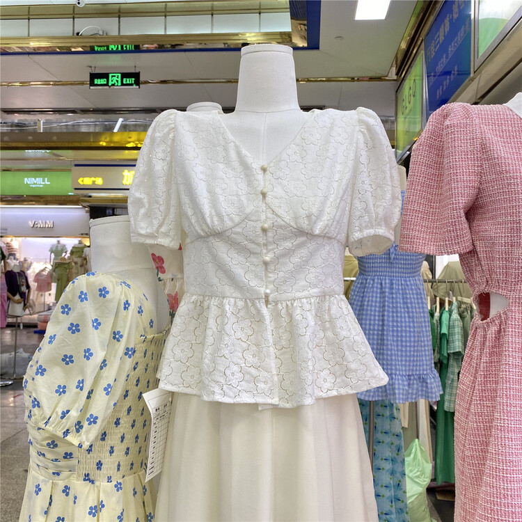 [linkayi] temperament Han Shu V-neck lace blouse 23484\hjy
