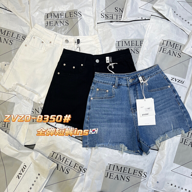 【 zvzo 】 Korean ins elastic casual denim shorts hz8350