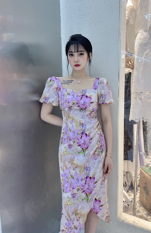 [mi2] square collar floral dress b6309\jj