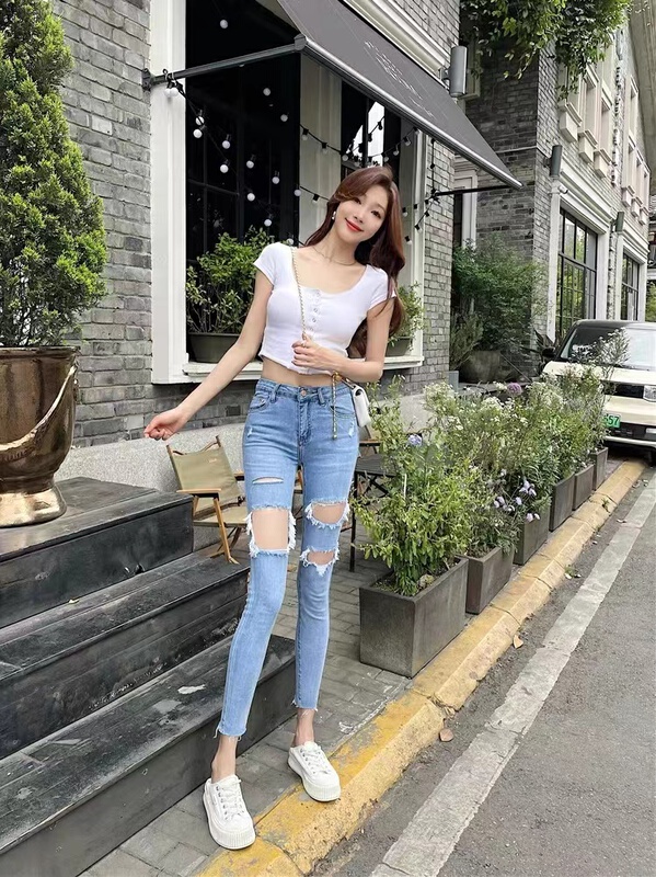 [x2 Vance feather] tattered fashion versatile jeans 8222\wtt