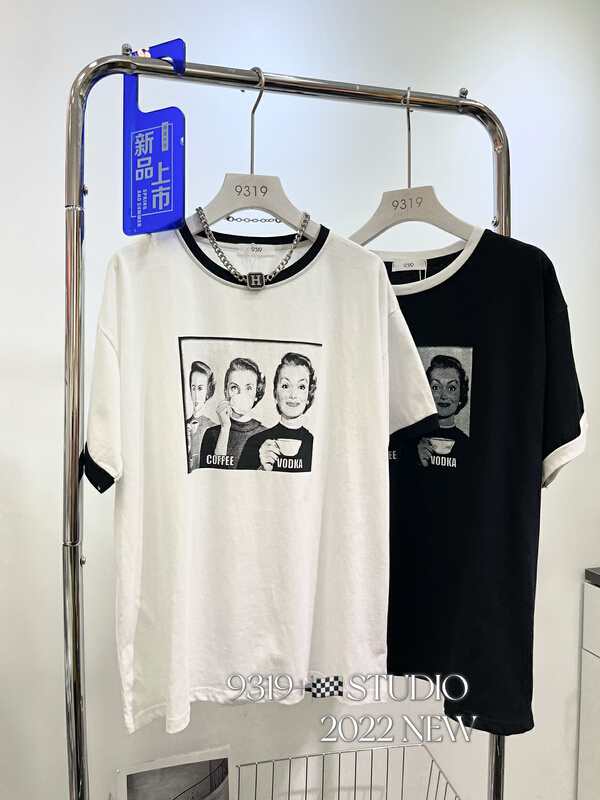[9319] round neck versatile printed Casual Short Sleeve T-shirt 9003\l