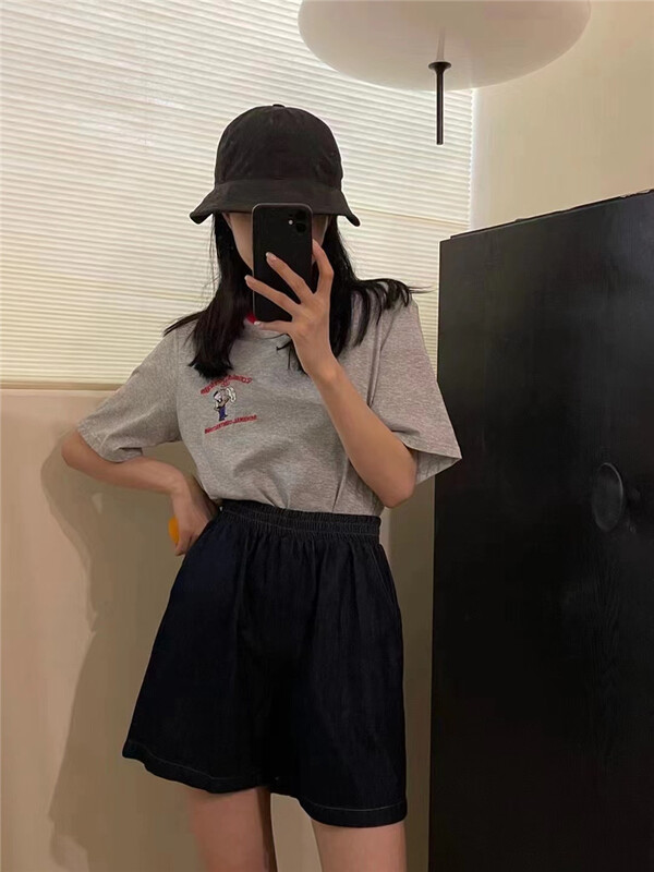[h2-studio] contrast collar print short sleeve T-shirt a981\hbx
