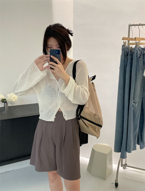[clean space] simple Japanese fashion long sleeve knitted cardigan 31769\cls