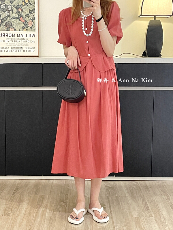 [Mi Xiang] fake two piece splicing temperament lady waist dress (with waist rope) 5399\hjy