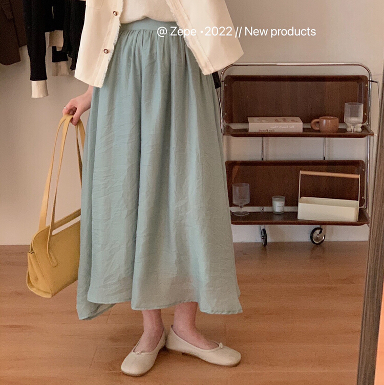 New year in early spring! [Ze] high waist solid color lady skirt 8210\ll