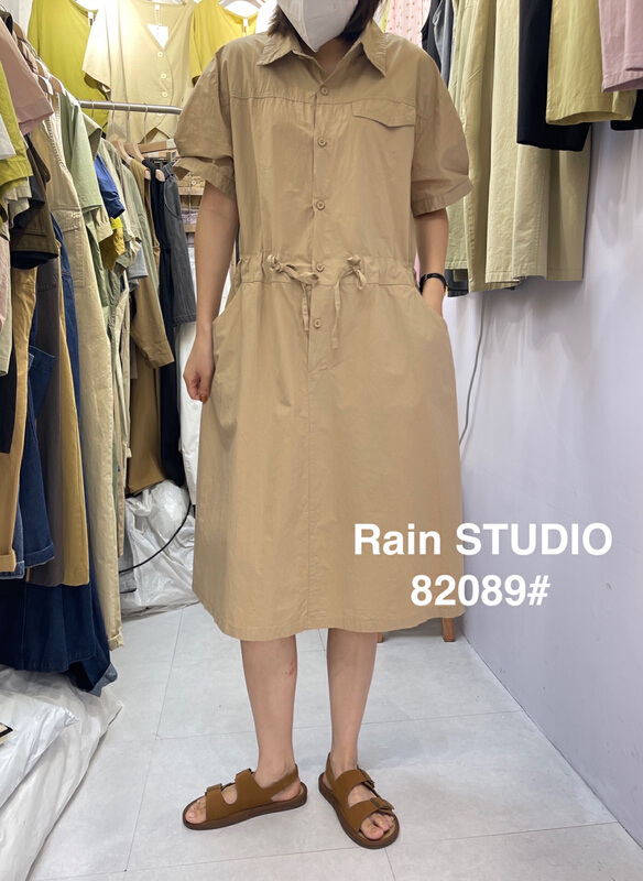 [rain] drawstring loose comfortable dress 82089\l