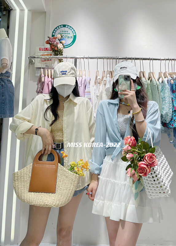 [Miss Korea] Spice Girl slim fitting suspender Vest + fashionable simple sunscreen suit (only suit) 6716\hbx