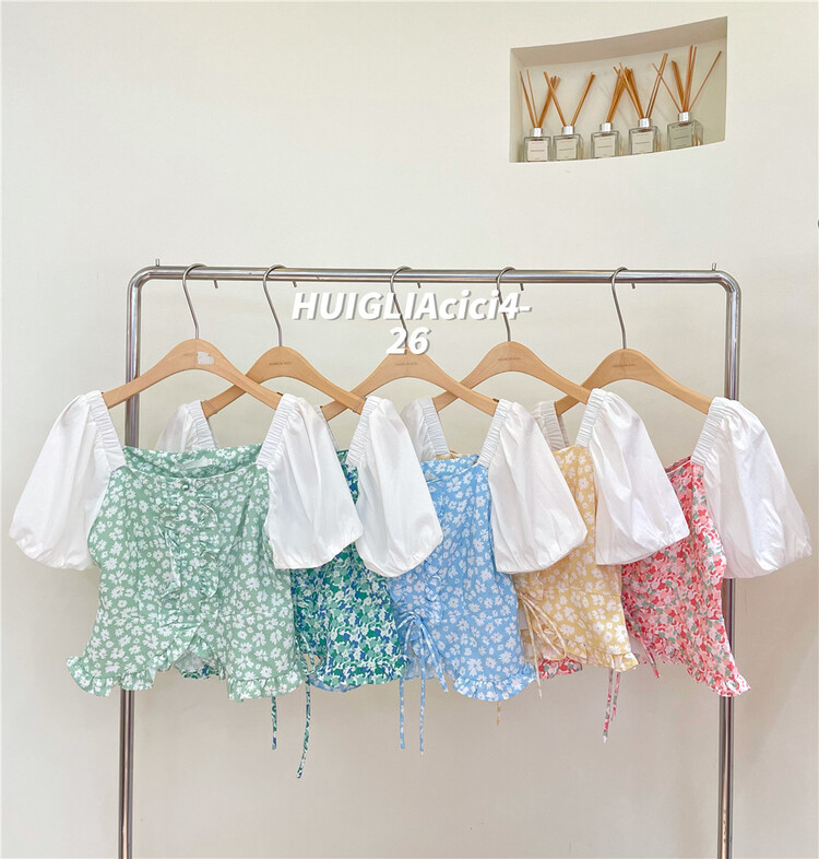 [huiglia clcl] Korean floral short temperament shirt 8010\zjy