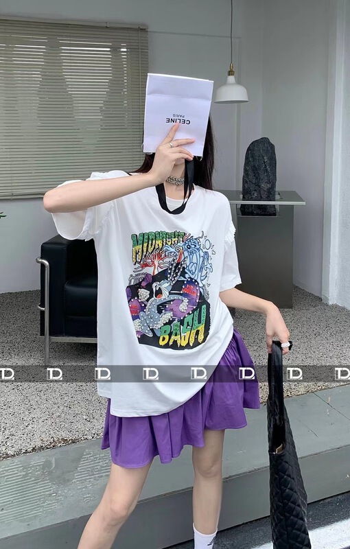 [original by tangdou] American retro trend cartoon Nail Drill lace short sleeve T-shirt 9681\wtt