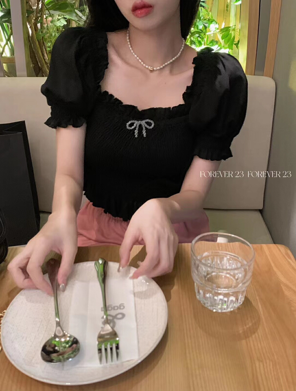 [forever23] sweet bow tie temperament shirt a2083\hjy