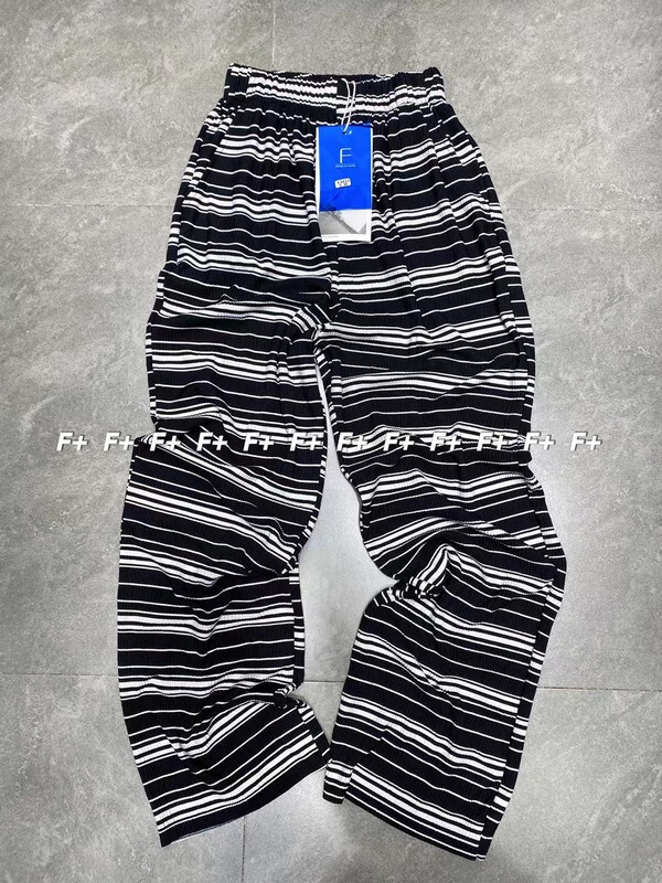 【F】 Elastic high waist thin contrast striped casual pants 1381\hbx