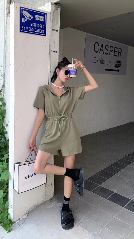 [rm.hh] casual hooded waist Jumpsuit 2135\pcz