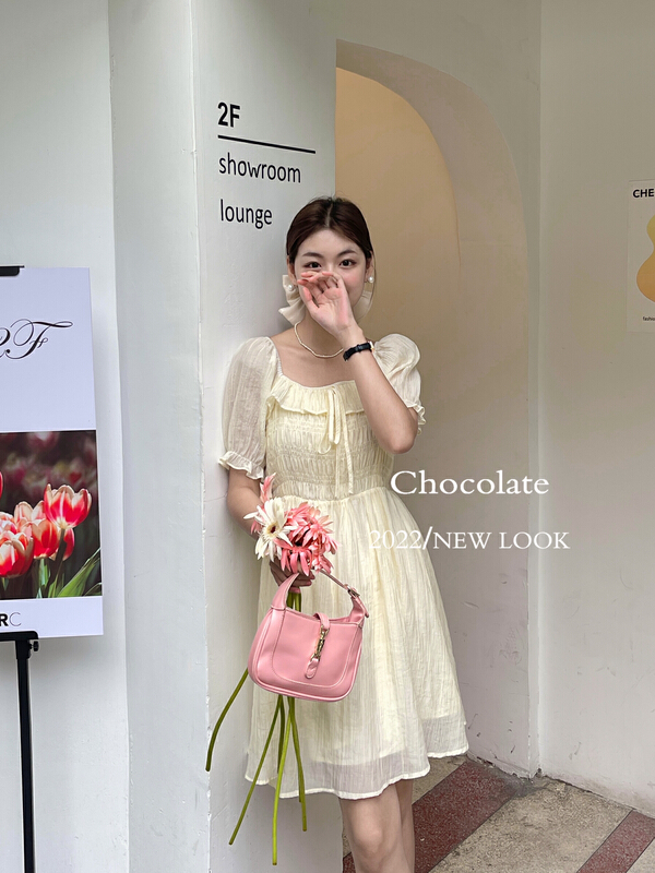 [chocolate] Korean loose simple lady small fresh dress 28094\ll