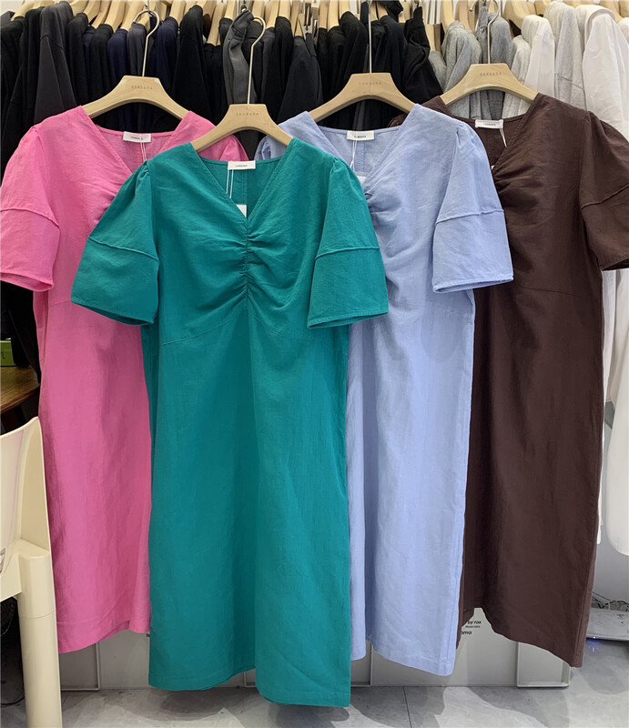 [sanbara] V-neck simple slim fashion dress 9609\lsw