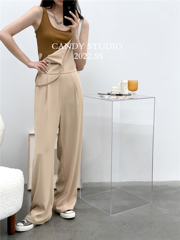[candy] Korean loose straight suspender pants (only suspender pants) ys1-7539\zjy
