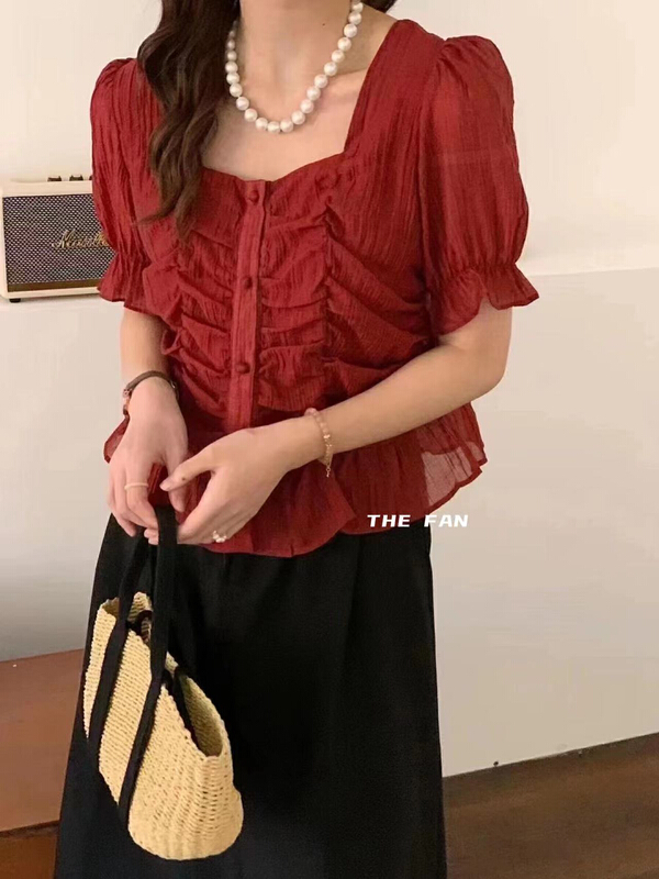 [the fan] pleated design versatile shirt 50759\pcz