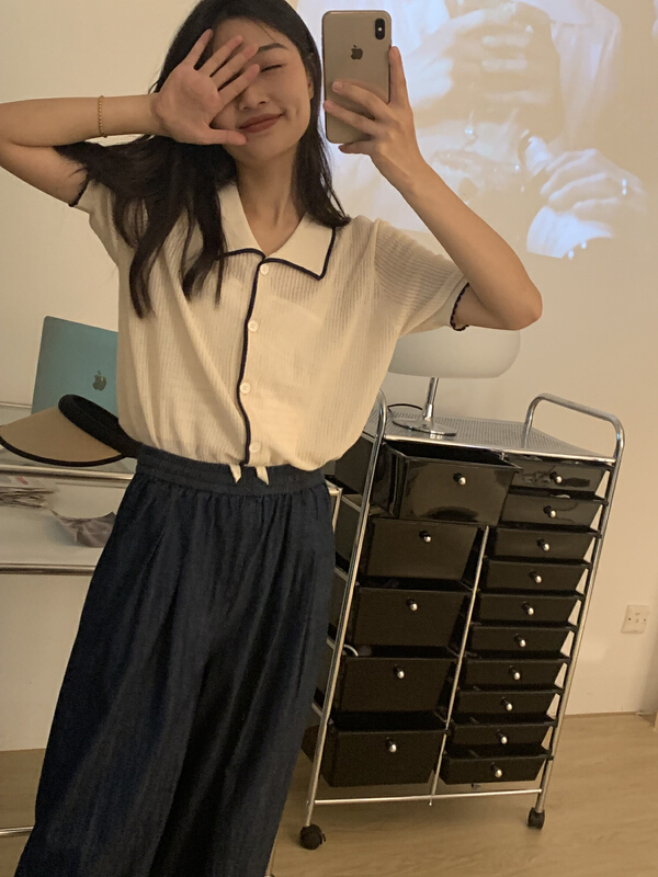 [tototellme] Korean color blocking versatile short sleeve T-shirt 22037\hbx