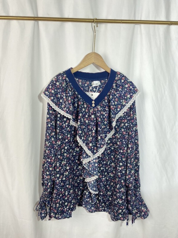 [Yi show shop] broken flower soft aging shirt 1590\cl