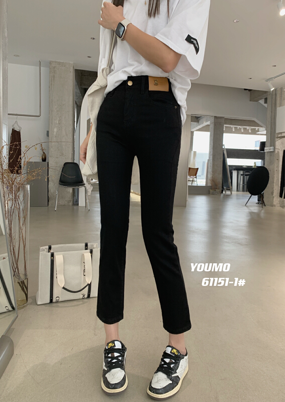 Summer new! [suxinlan] retro straight jeans with label design 61151-1\lsl
