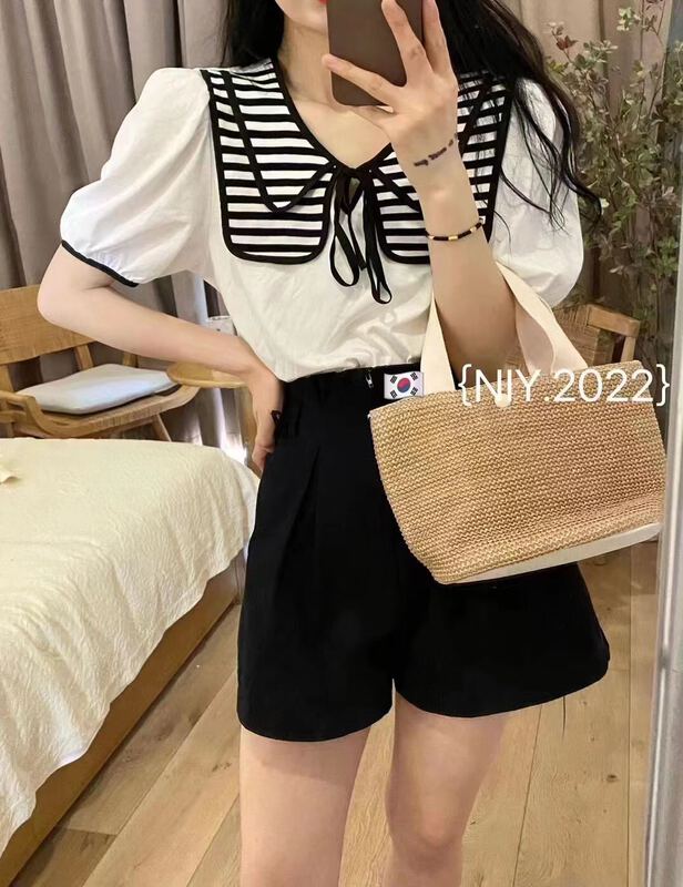 [I-D] Korean stripe aging short sleeve T-shirt 6065\ll