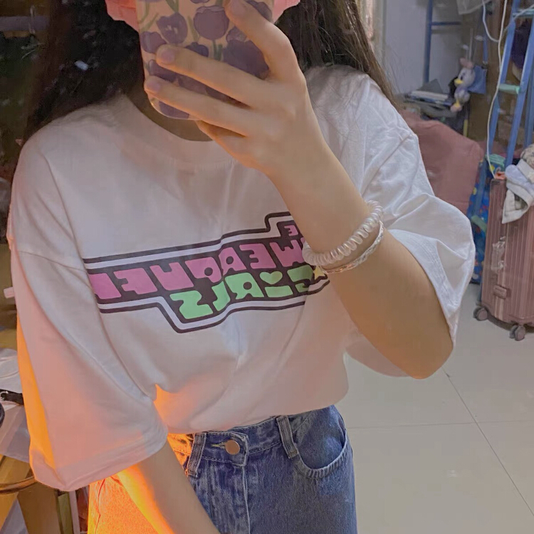 [j.2] beautiful girl warrior printed short sleeve T-shirt 5580\lsw