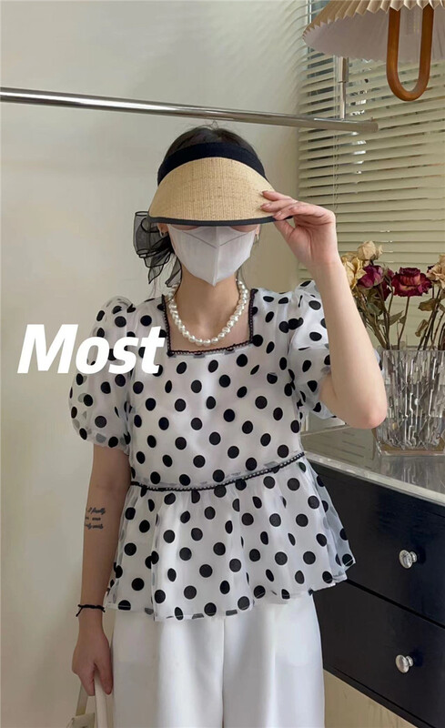 [most] lady square collar Polka Dot Shirt ys1-97128\zjy