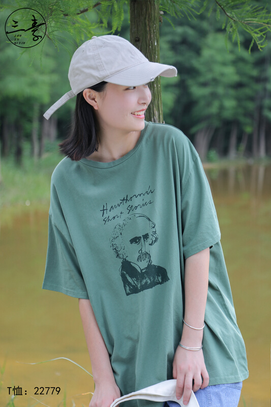 [original of three plain clothes] artistic casual printed short sleeve T-shirt 22779
