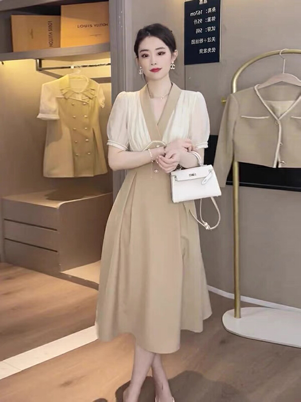 [Kiki studio] temperament small woman splicing thin dress ys2-5985\hjy