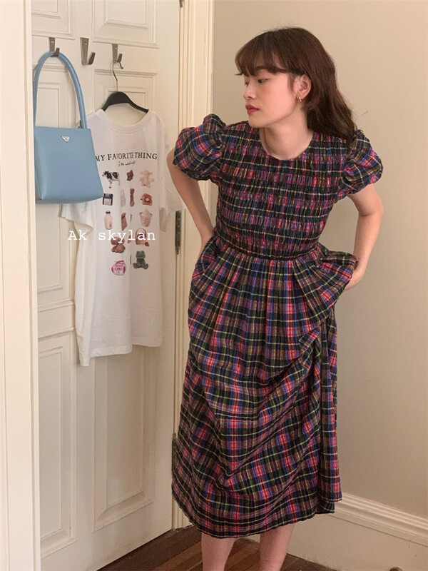 [A.K Skylin] check fashion loose dress 82651\zxl