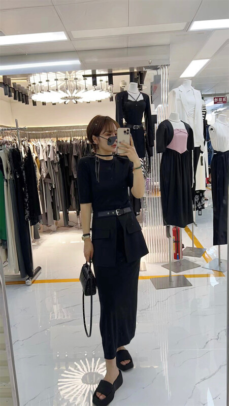 [semi vegetarian] leisure, simple, slim and long T-shirt dress (without waist seal) q808\zjy