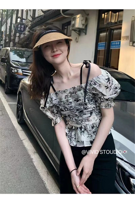 [vivid] Korean fresh short one shoulder shirt 1709\zjy