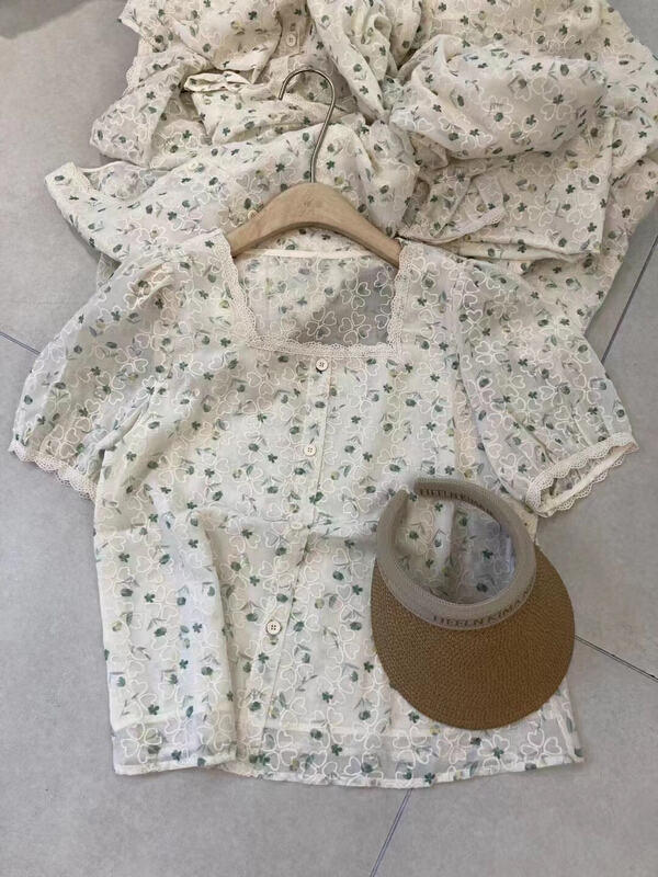 [Xiaolu family] Fashion Square Collar single breasted shirt 80657\wtt