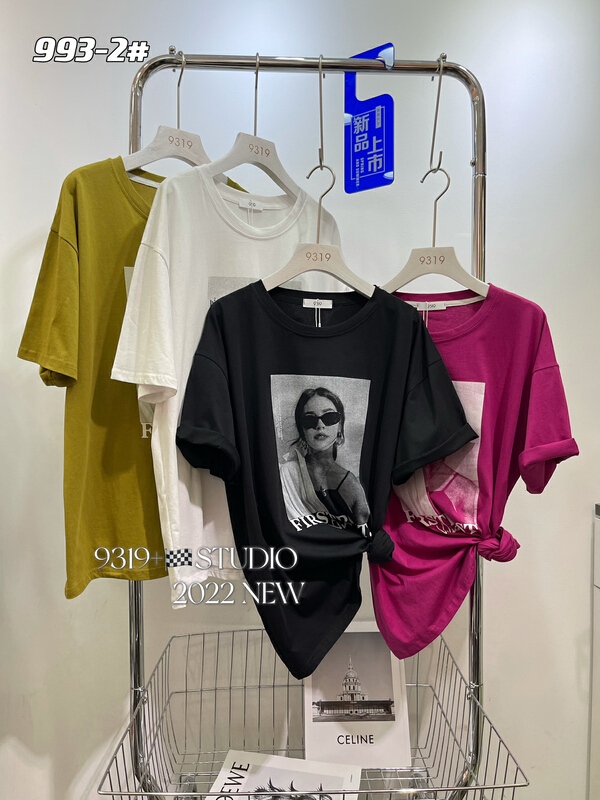 [9319] Vintage printed loose short sleeve T-shirt 993-2\l