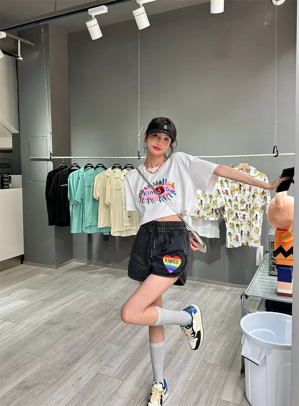【 m.zz 】 love pattern embroidery versatile denim shorts 9165\lsw