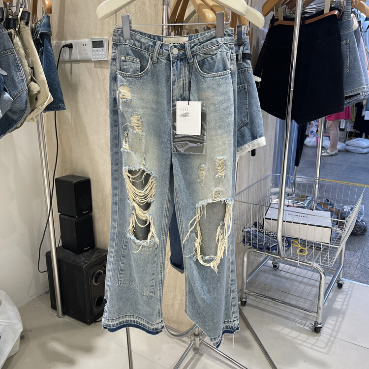 [by flow] new cut hole versatile jeans w688\y