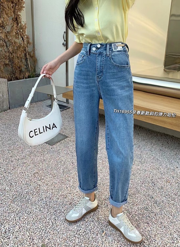 [T.H] Korean version foreign style semi elastic Harlan jeans 16955\lsw