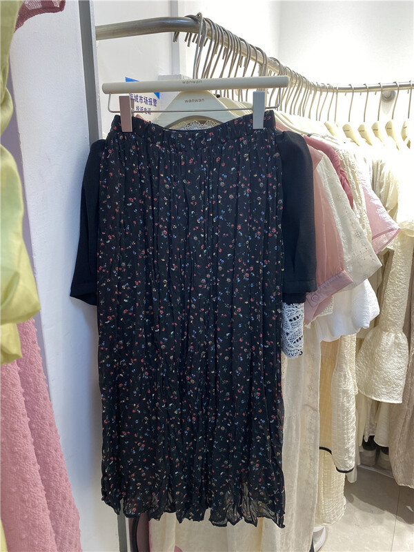 [wanwan] French retro Floral Chiffon Skirt 1712\hbx