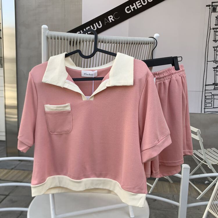 [Miss Korea] Korean loose short sleeve T-shirt + elastic waist comfortable casual pants set 6799\hbx