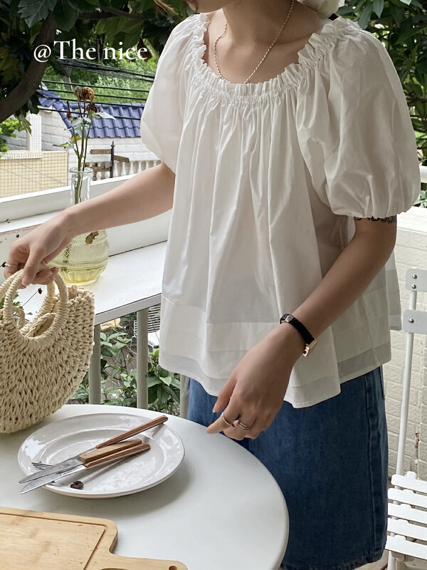 [the nice] clean version layered wave edge pull off shoulder shirt a9252\hjy