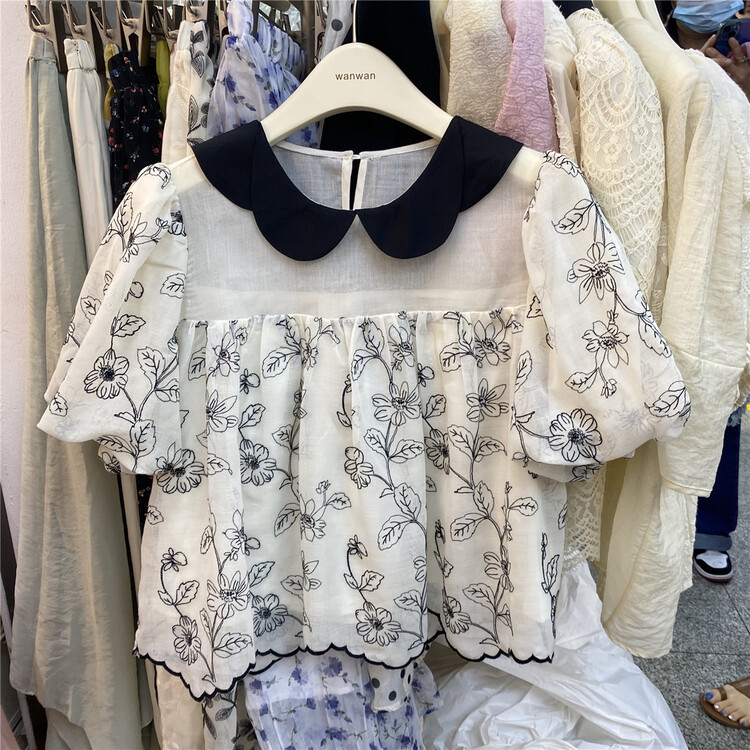 [wanwan] French baby collar printed shirt 6738\hbx