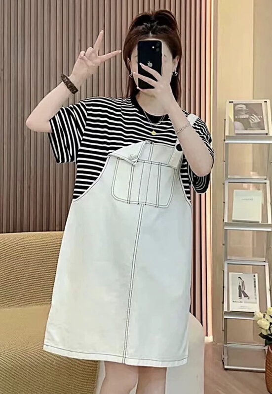 [JH] online Red fake two pieces of stitched contrast dress (dress only) 42024\pcz