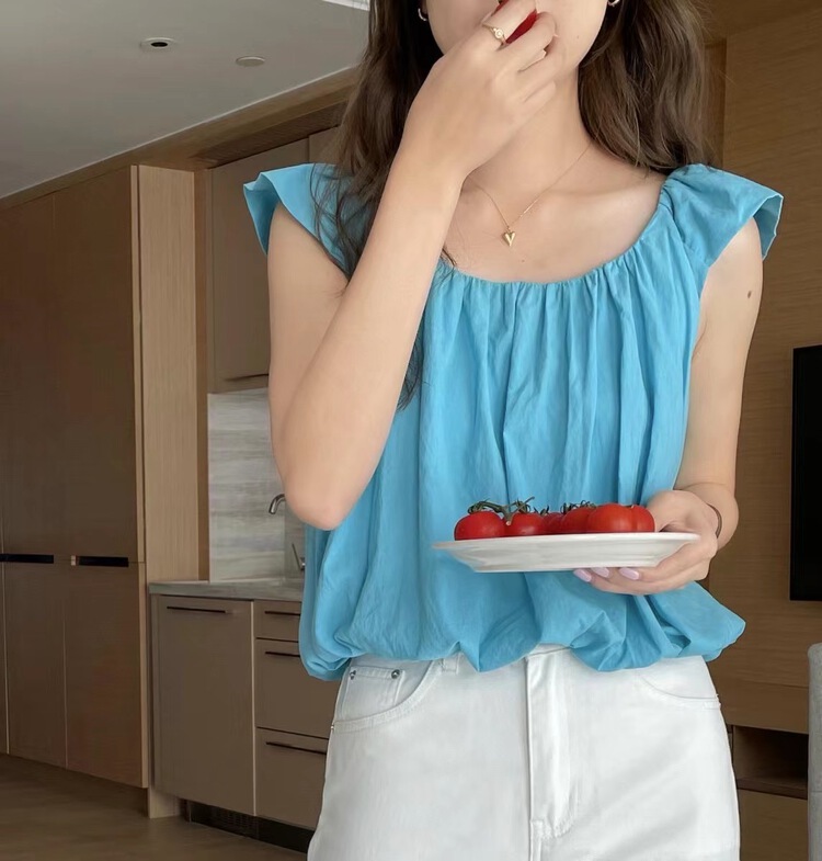 [feeding] simple solid color versatile shirt 7913\zxx