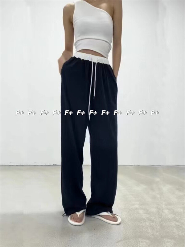 【F】 Korean drawstring legging elastic waist casual pants 1501\hbx