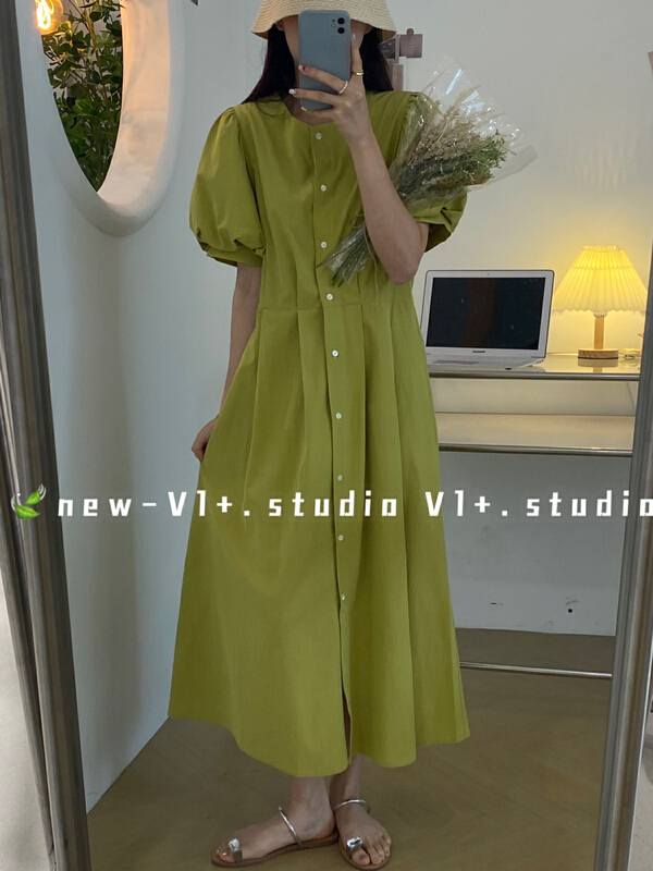 [vi+] Korean slim breasted dress 2631\lsw