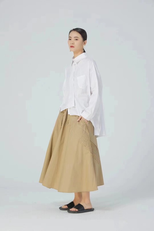 [size] Korean version medium length shirt with irregular hem 5909\lsw