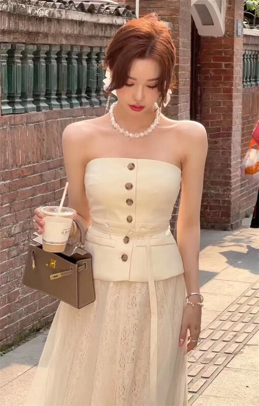 [semi plain] pure desire wind single breasted Strapless vest / suspender a828\zjy